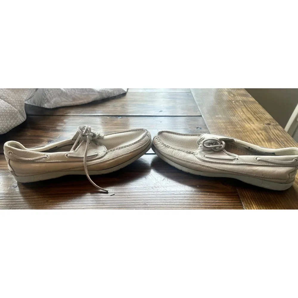 Dexter Mens Boat Shoes 10 WW White Leather USA Made Nautical Loafers 378964